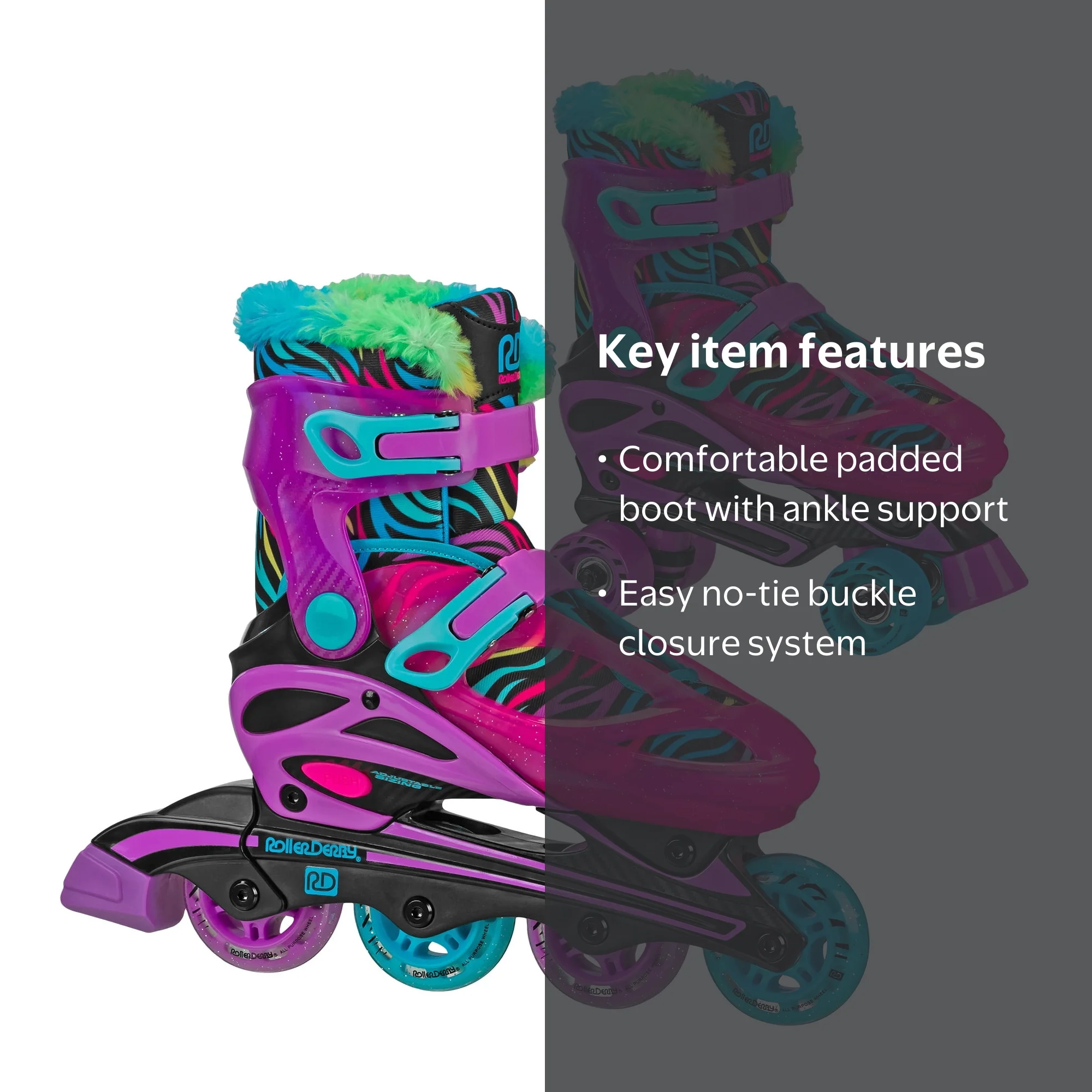 Roller Derby Sprinter Girl's Youth 2-in-1 Quad Roller and Inline