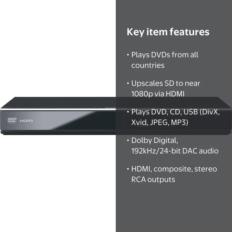 Panasonic DVD Player, Multi Region, HDMI, 1080p Upscaling, USB