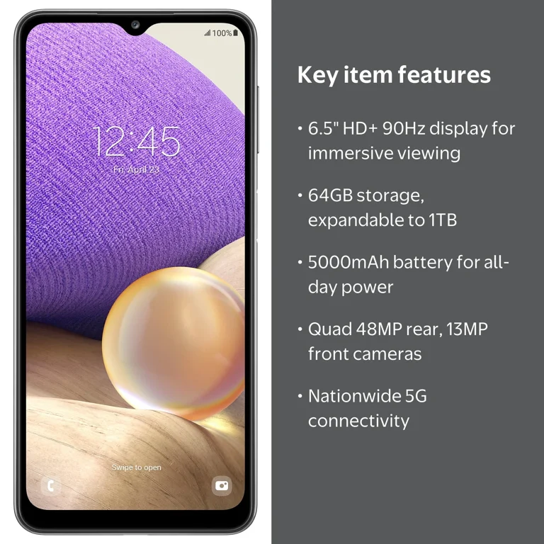Total Wireless Samsung Galaxy A32 5G, 64GB, Black - Prepaid