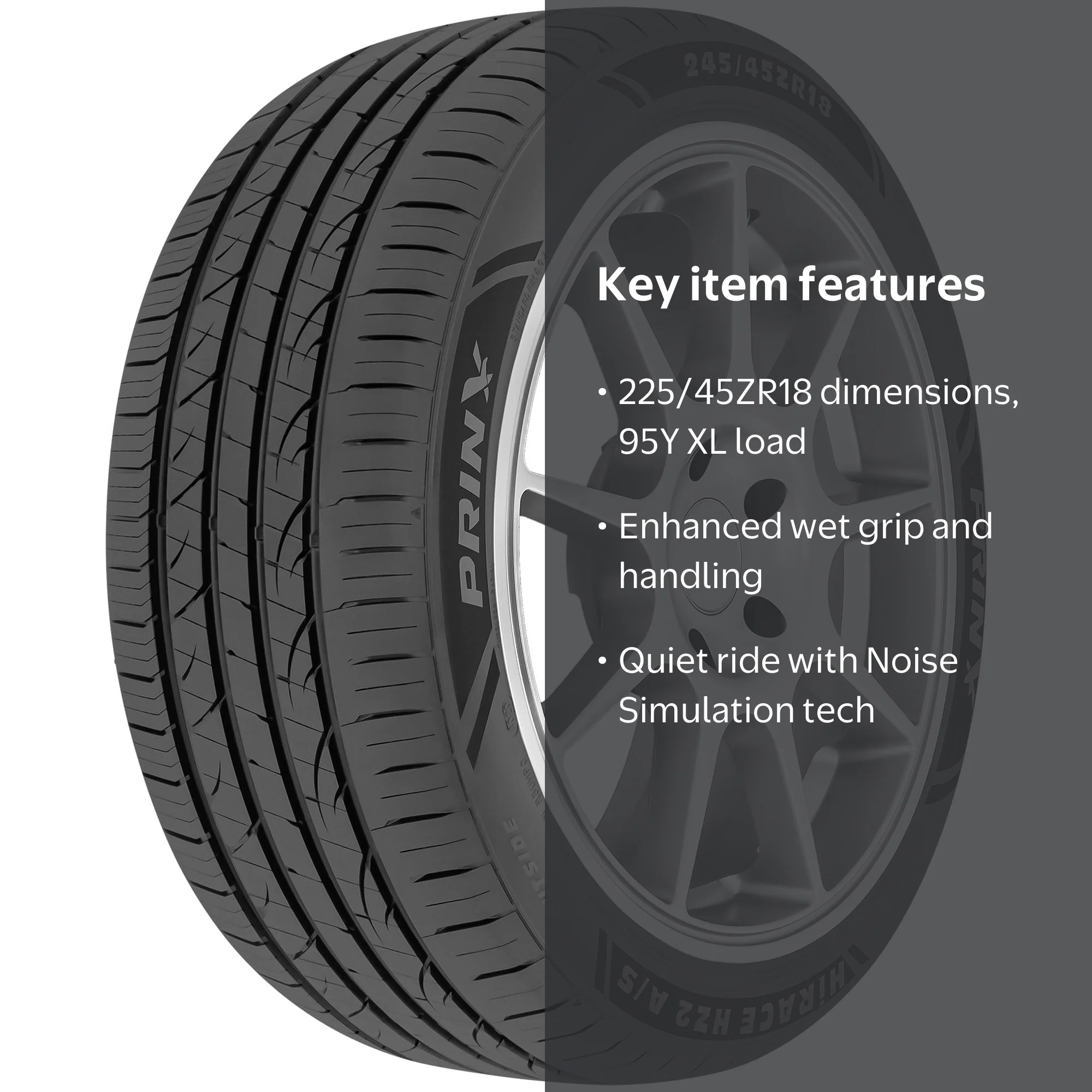 ☆彡 Prinx, Passenger Tire, 225/45ZR18 95Y XL, All Season UHP - Walmart.com