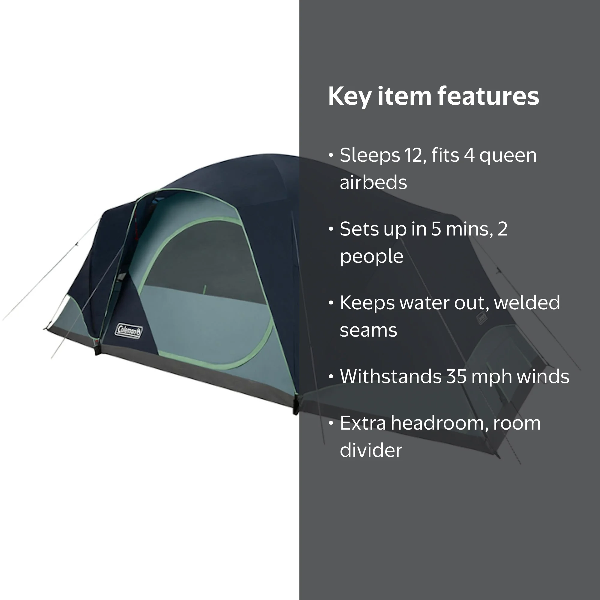 Coleman, Camping Tent, 12-Person Skydome XL, Blue Nights - Walmart.com