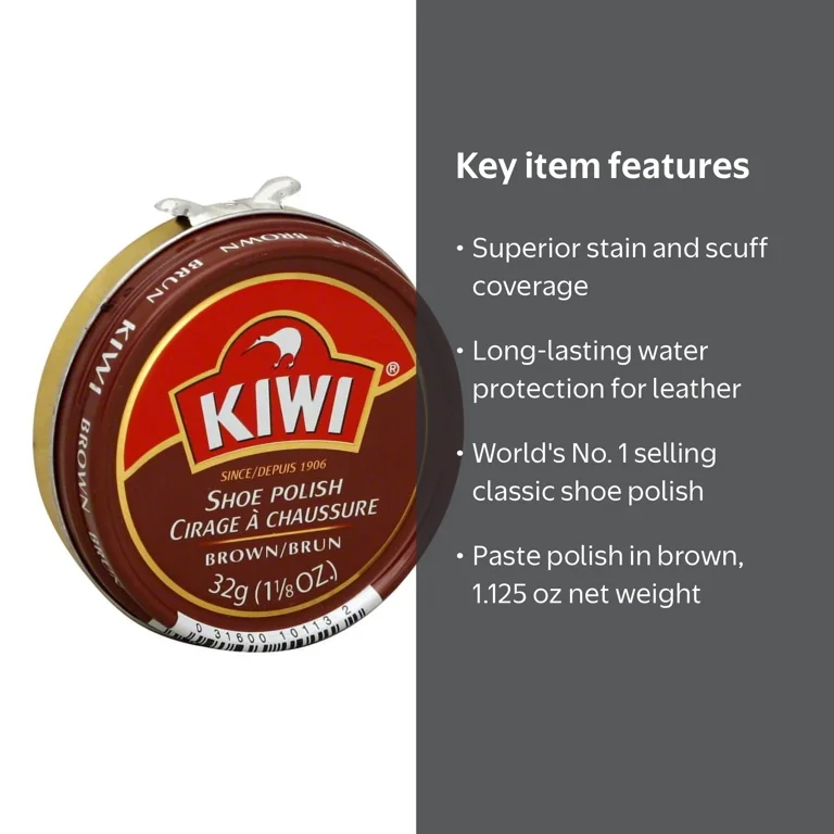 KIWI World's No.1 Selling Brown Colored Shoe Polish, Leather Shine