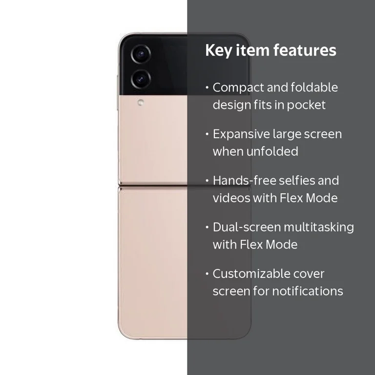 Samsung Galaxy Z Flip 4 5G, 256GB, Factory Unlocked, Pink Gold