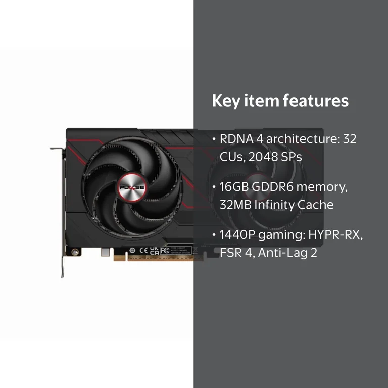 Sapphire 113500320G Radeon RX 9060 XT Gaming Graphics Card Sapphire 113500320G Radeon RX 9060 XT Gaming Graphics Card