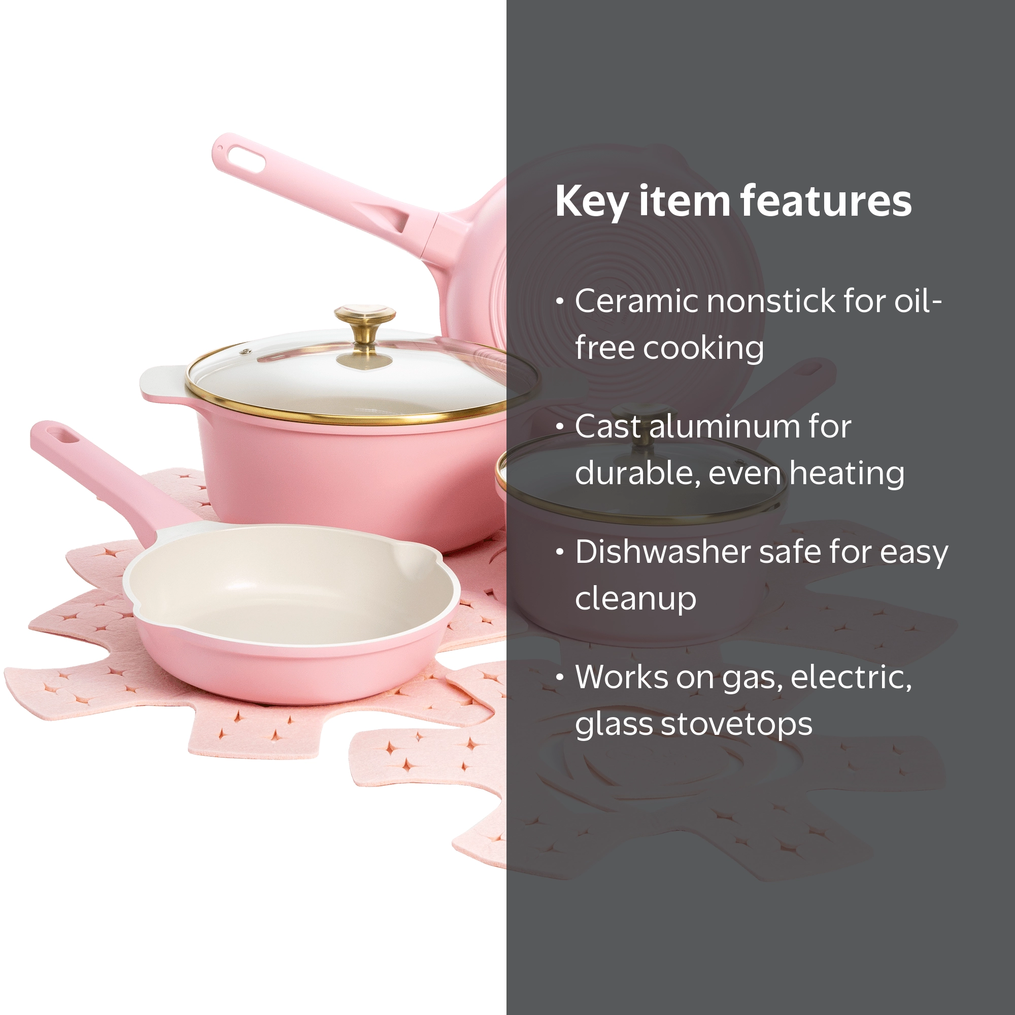 Paris Hilton 10-Piece Nonstick Pots and Pans Kitchen Set, Pink