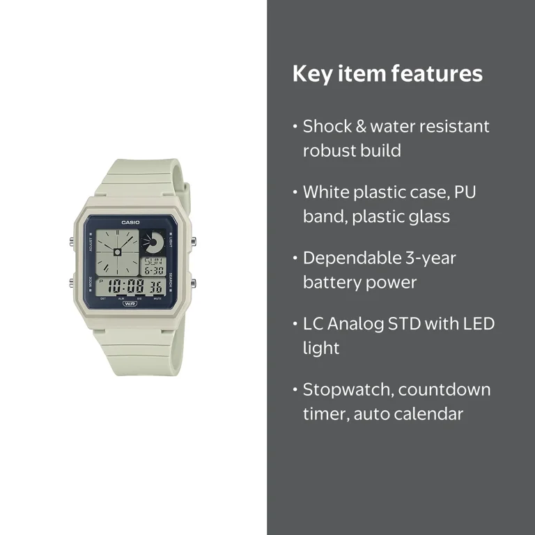 Casio Women's LC Analog STD Wristwatch, White - Walmart.com