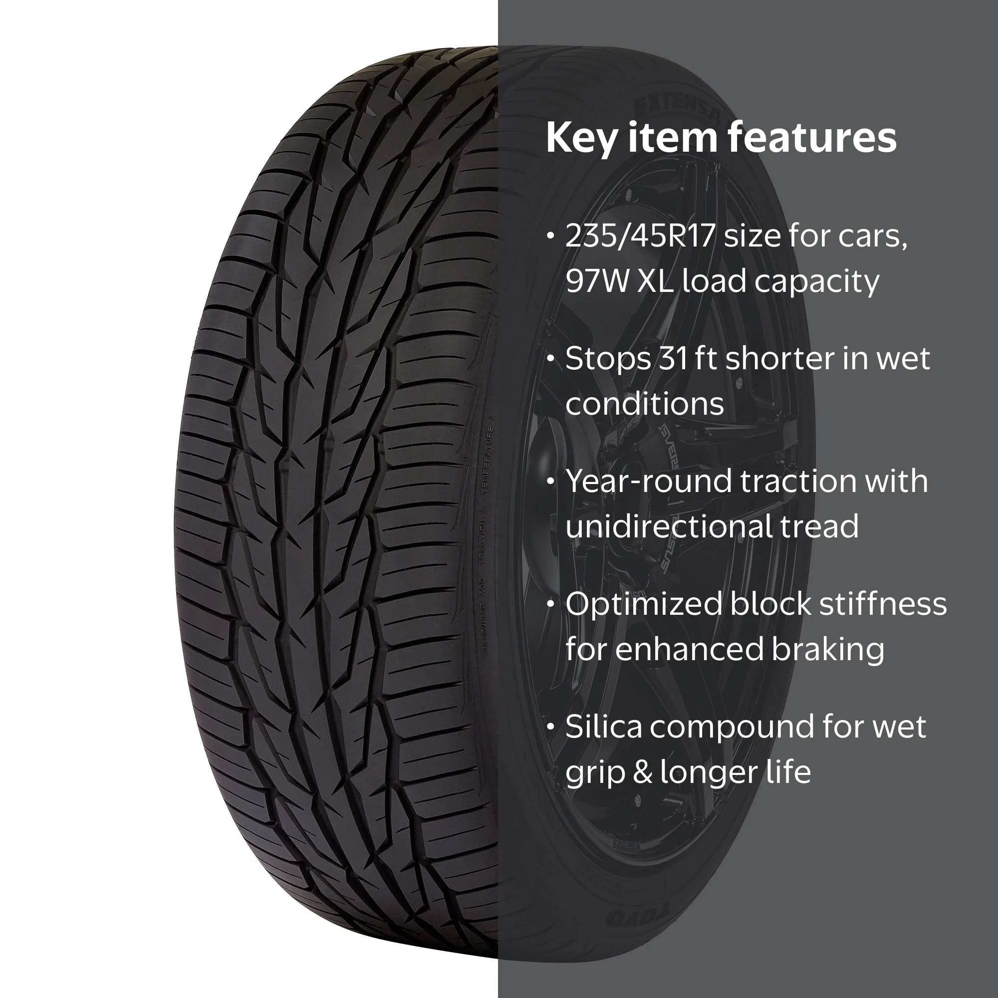 Toyo, Passenger Tire, All Season, 235/45R17, XL, 97W - Walmart.com