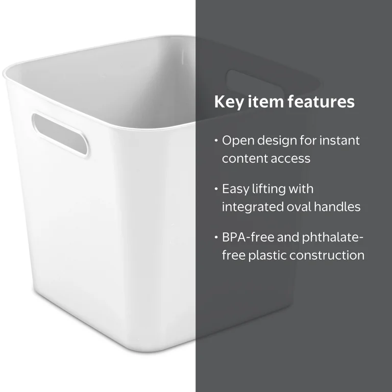 3 pack) Mainstays Cube Bin Open Plastic Storage Container with