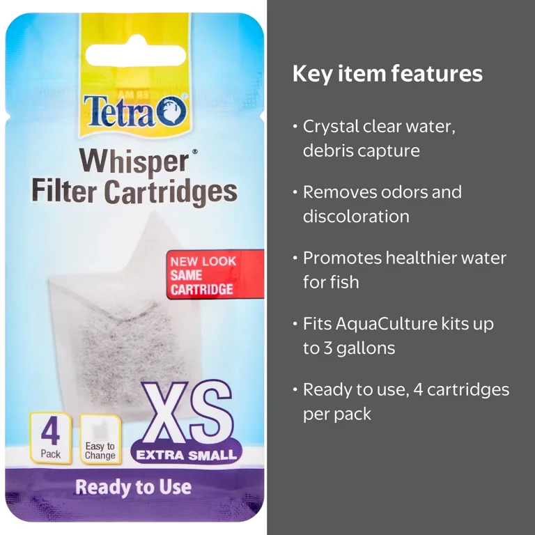 mini 浄水器 フィルターカートリッジ4個付き Tetra Whisper Disposable Carbon Filter Cartridges, X-Small, 4ct