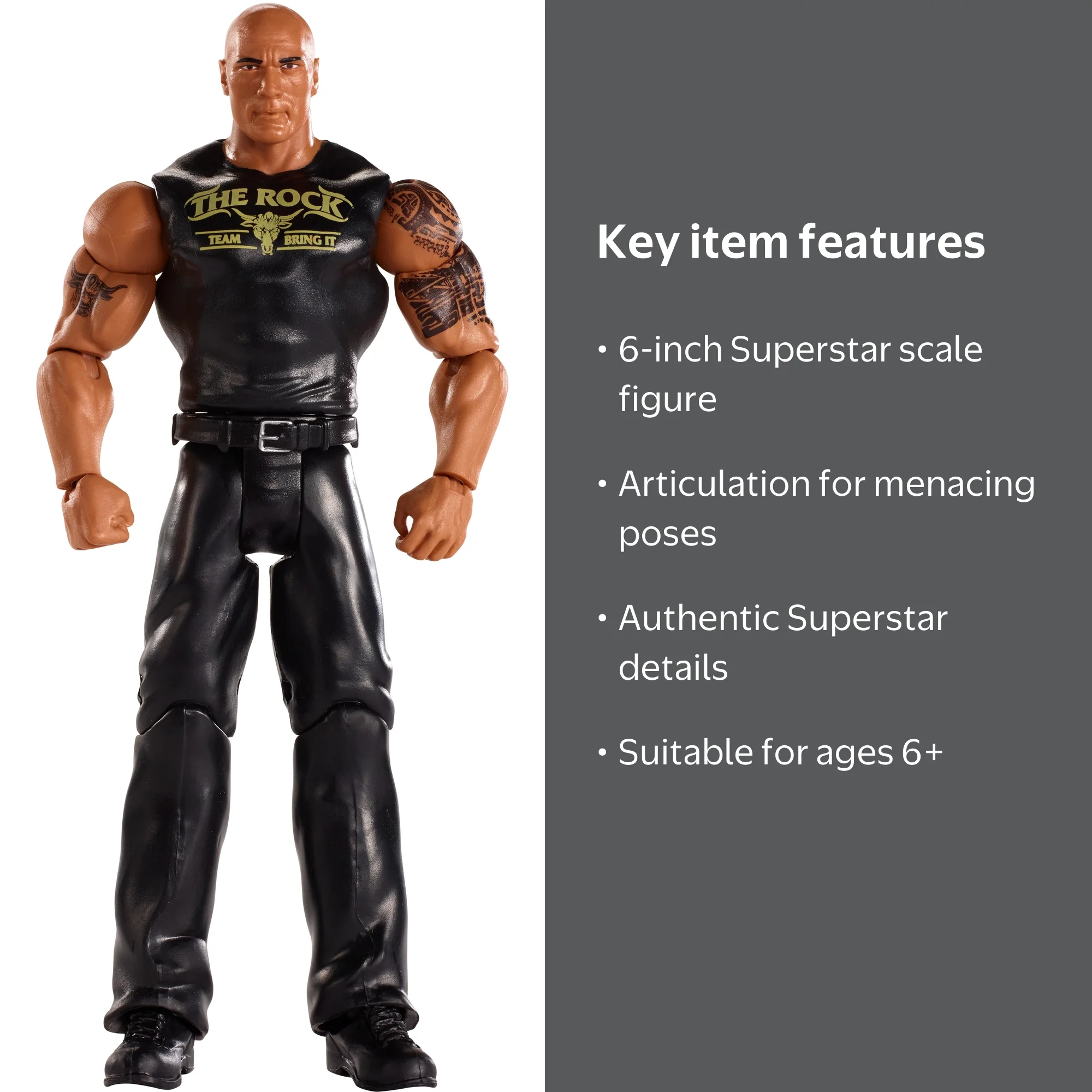 WWE The Rock 6-inch Articulated Action Figure with Ring Gear