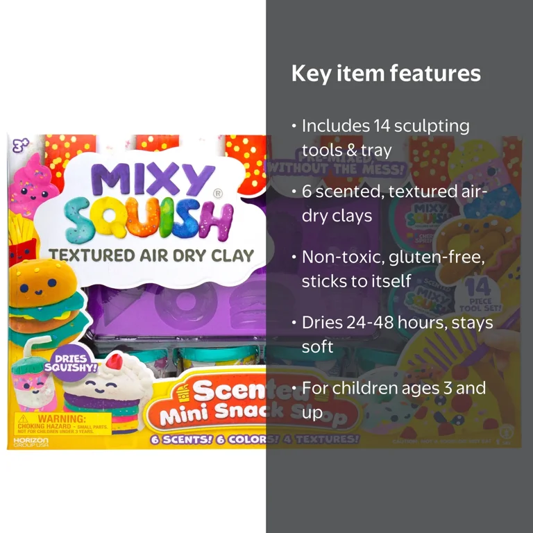 Mixy Squish Scented Mini Snack Shop, Air Dry Clay, Boys and Girl