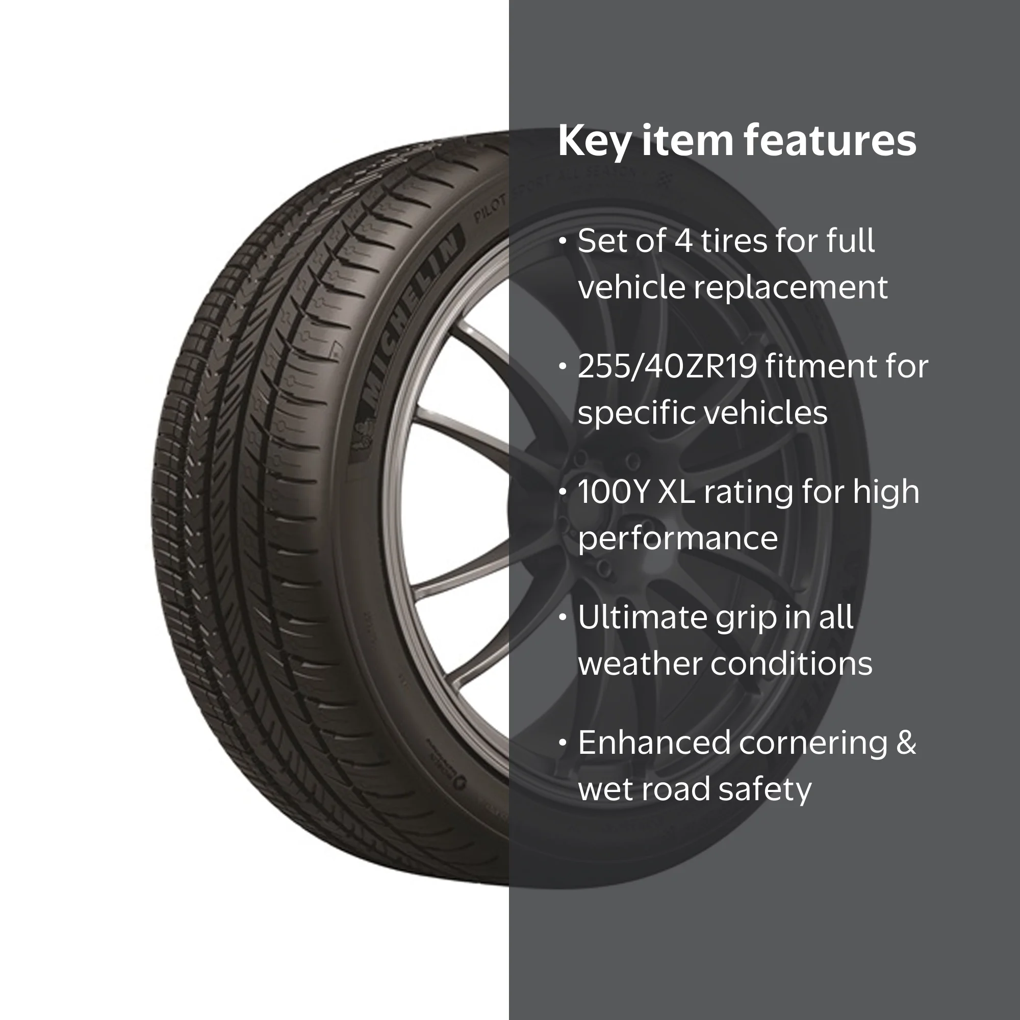 Michelin Pilot Sport All Season 4 Tires - Set of 4, 255/40ZR19