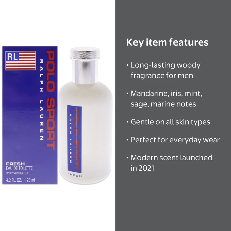Ralph Lauren Polo Sport Fresh EDT, Mandarine, Iris, Mint, Marine