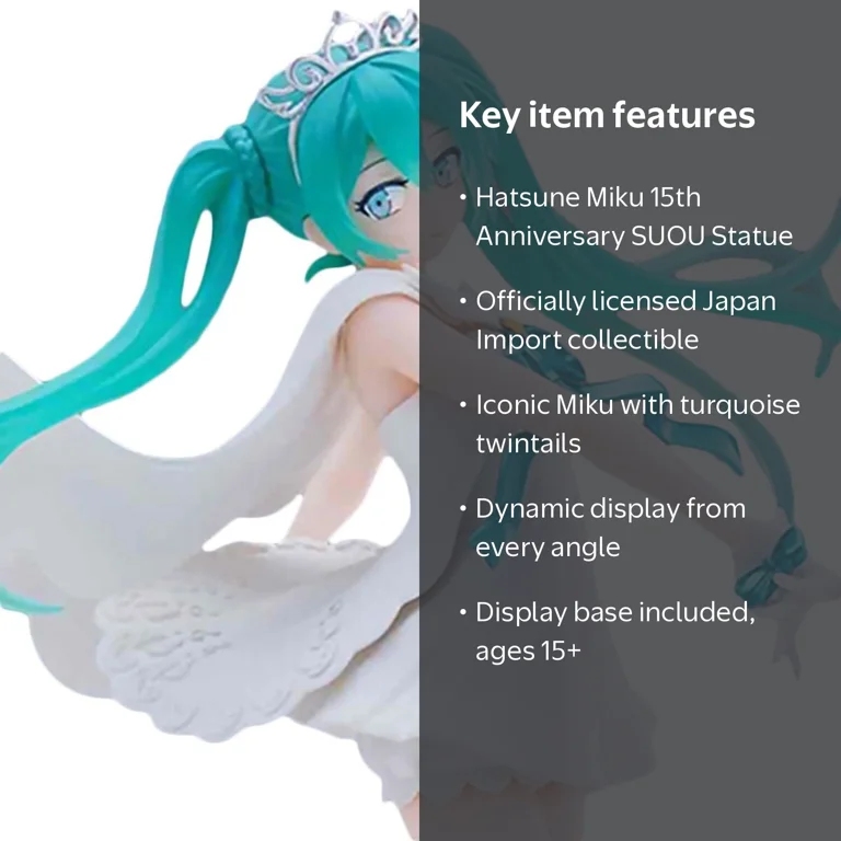 Vocaloid Hatsune Miku 15th Ann. SUOU Ver. Anime Toy Figure Premium