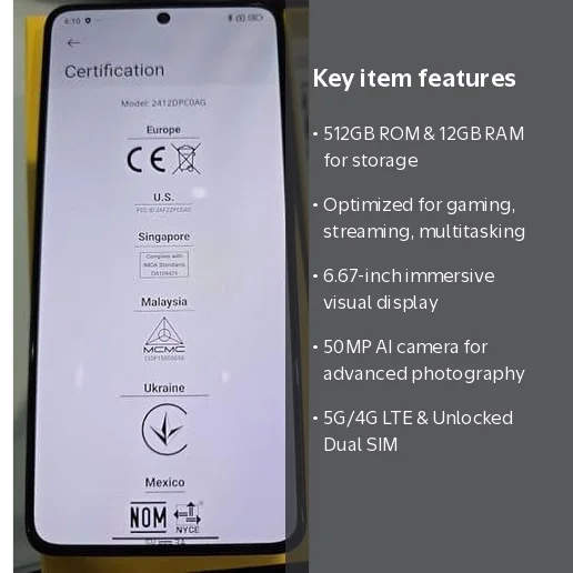 Xiaomi Poco X7 PRO 5G 512GB ROM 12GB RAM Dual SIM GSM Unlocked Xiaomi Poco X7 PRO 5G 512GB ROM 12GB RAM Dual SIM GSM Unlocked