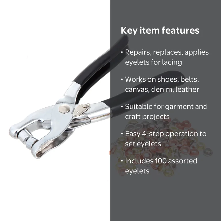 Hyper Tough Eyelet Pliers Kit for Grommet Application, Includes