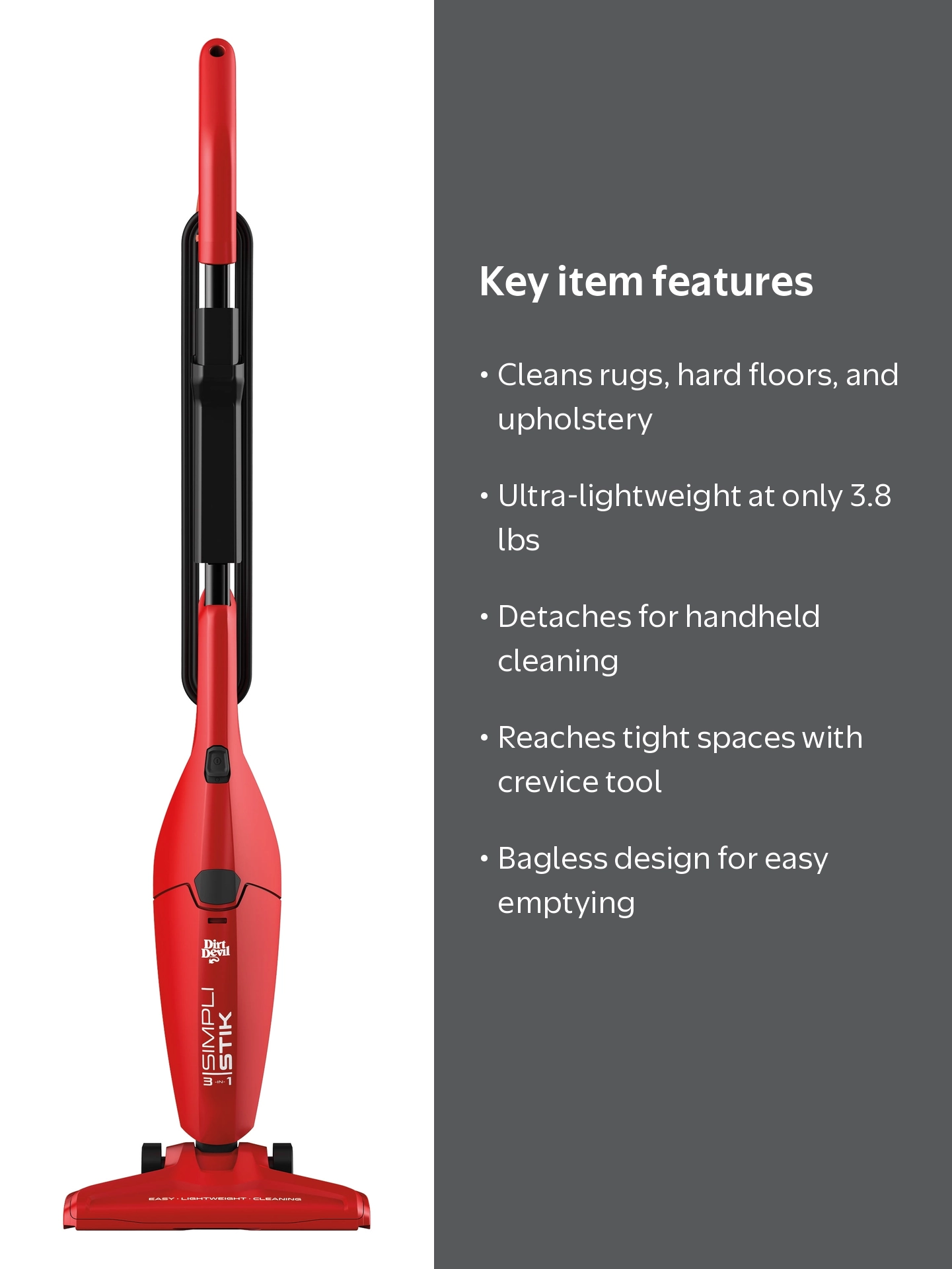 Dirt Devil SimpliStik Corded Vacuum, Lightweight, Converts to