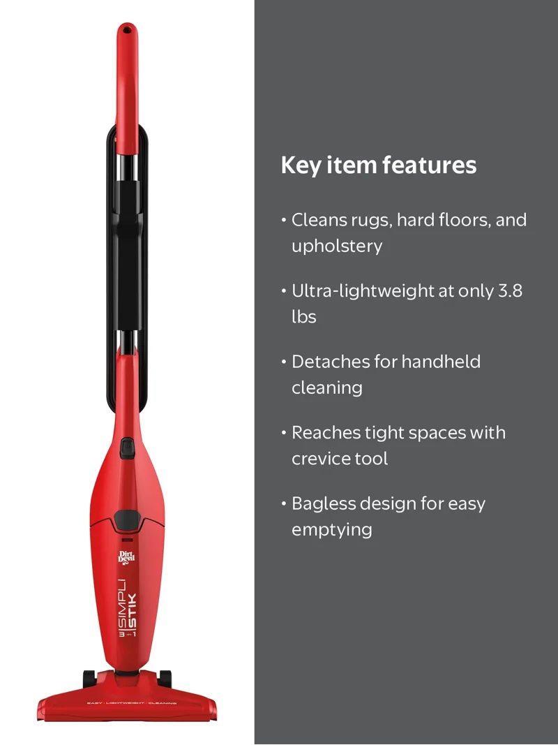 Dirt Devil SimpliStik Corded Vacuum, Lightweight, Converts to