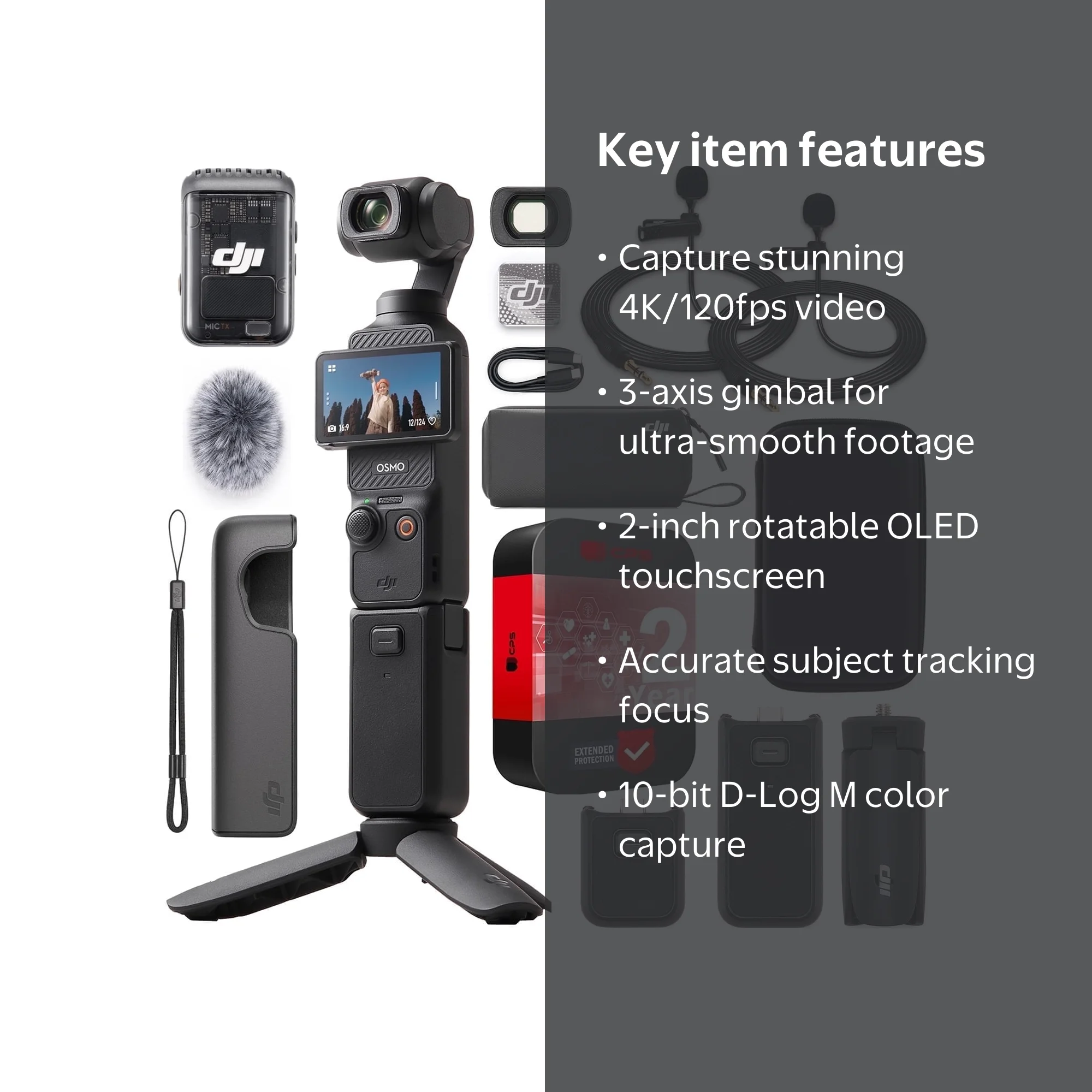 DJI Osmo Pocket 3 Creator Combo, 1'' CMOS, 4K/120fps Video, 3-Axis