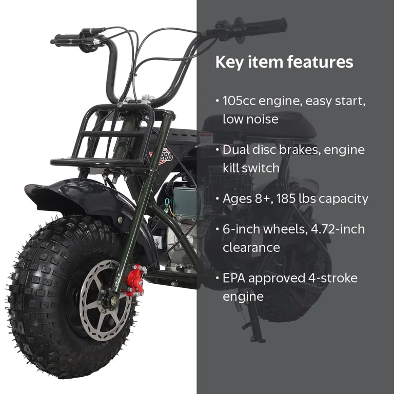 X-Pro, Mini Gas Dirt Bike, 105cc, 4-Stroke, 6