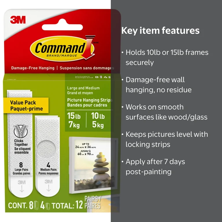 command hook weight by size Large White Hooks, 14 Hooks, 16 Strips Command™ 20 lb X-Large White