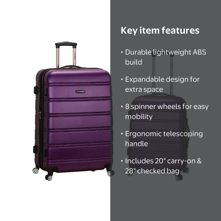 Rockland Melbourne 2-Piece Hard Carry-On and Suitcase Spinner