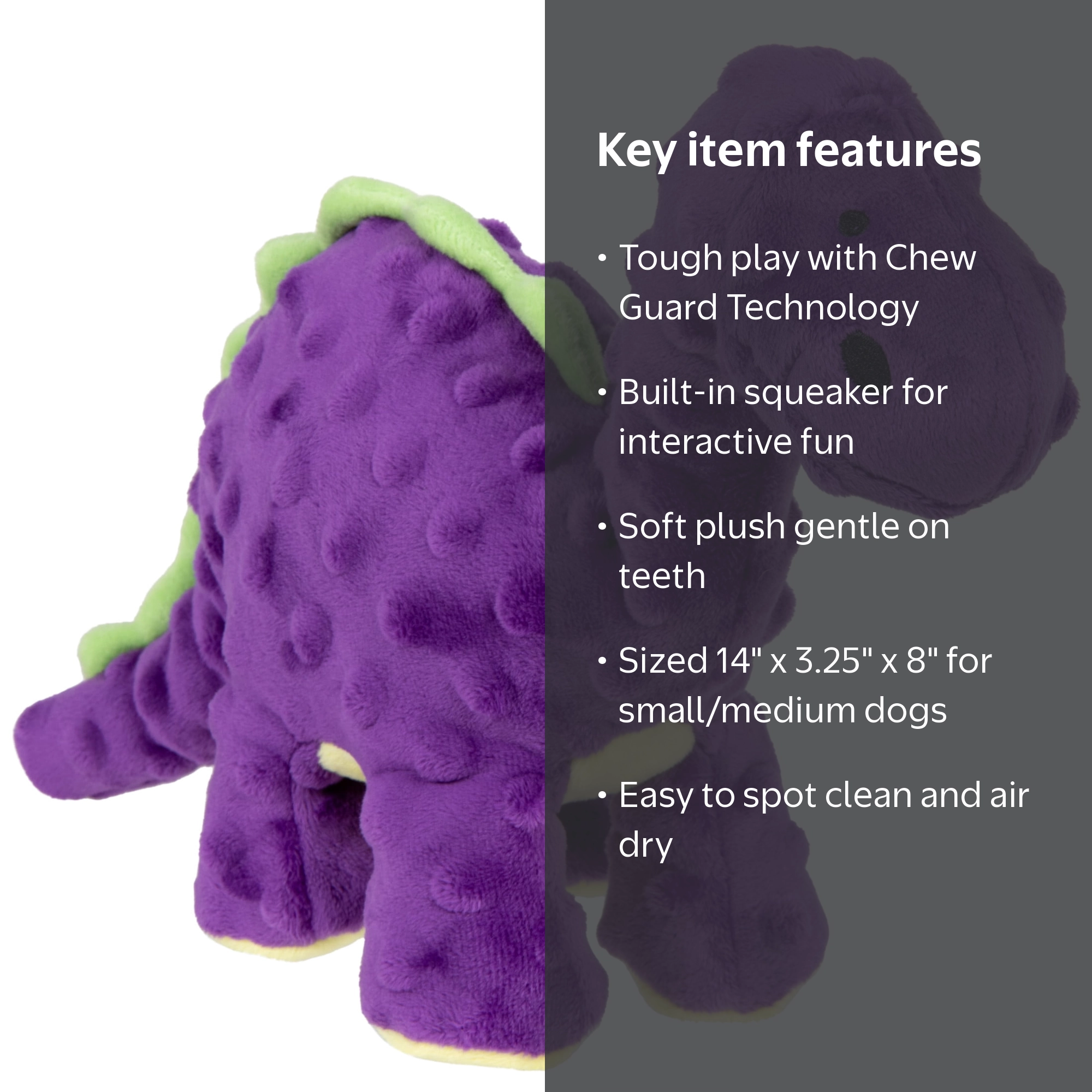 goDog Dinos Bruto Plush Toy for Dogs with Chew Guard Technology