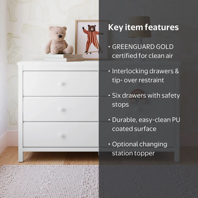 Free Shipping! Storkcraft Alpine 6 Drawer Nursery Dresser White