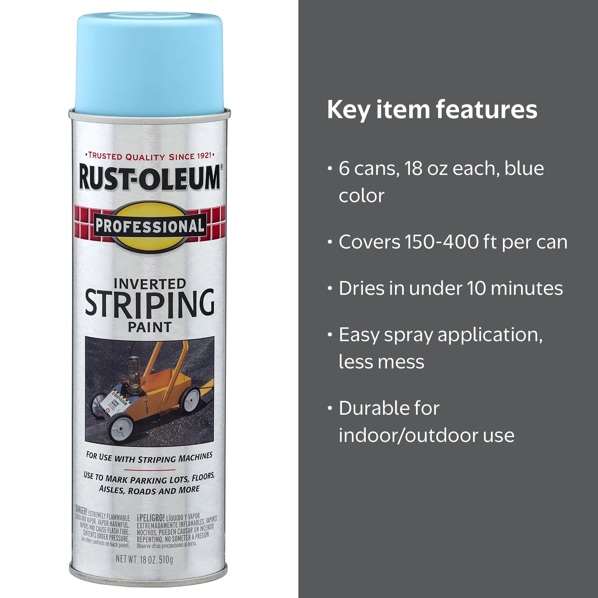 6 Pack, Blue, Rust-Oleum Professional Inverted Striping Paint