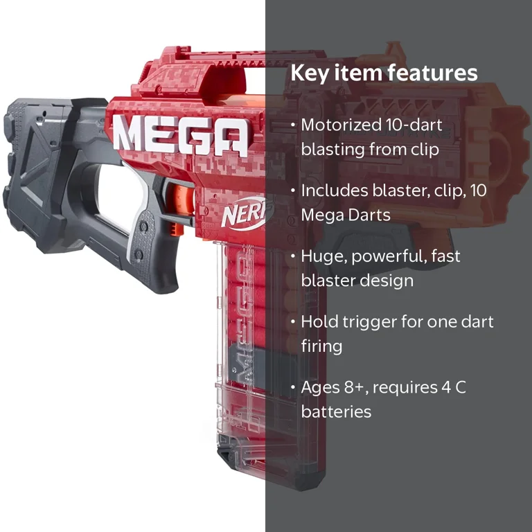Nerf Mega Motostryke Big Gun Kids Toy Blaster, Battery Operated