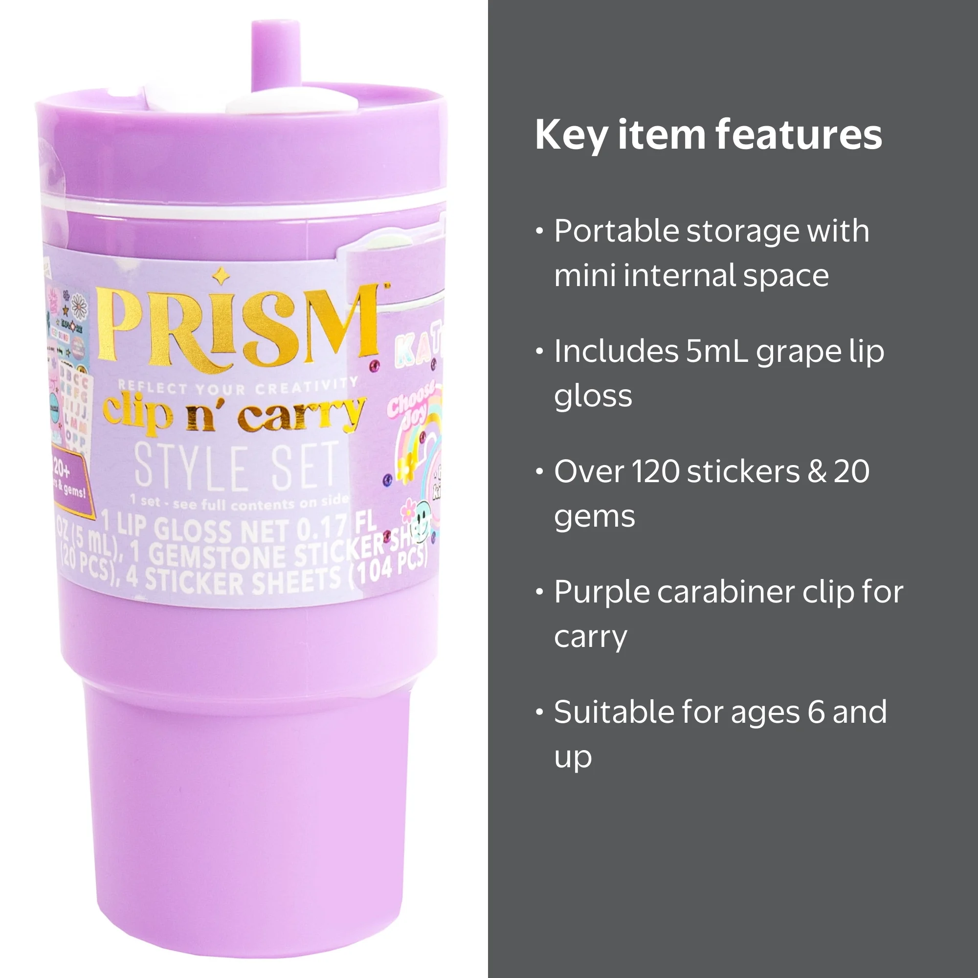 Prism Clip N Carry Purple Style Set - Water Bottle Keychain
