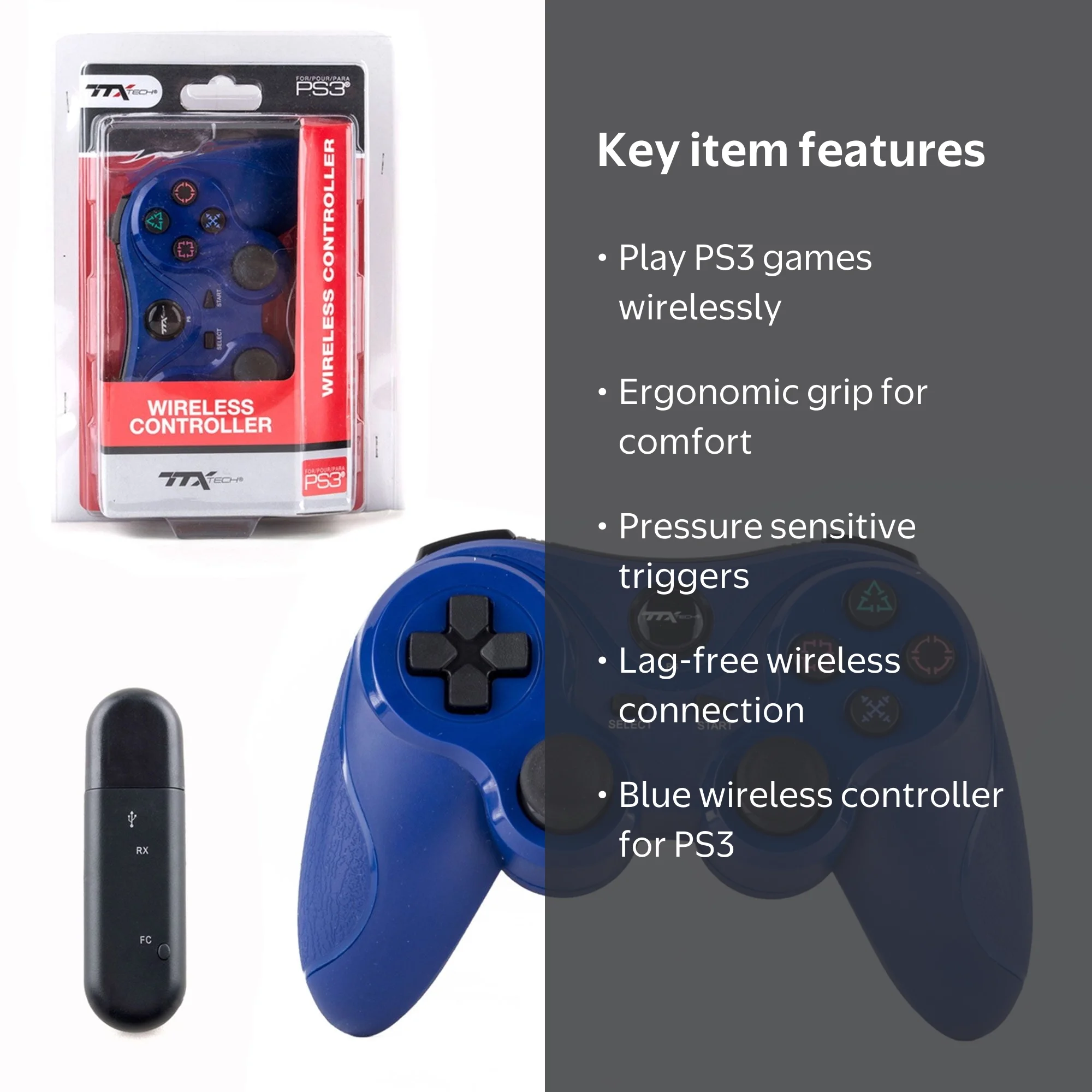 TTX Tech TTX Tech PS3 Wireless Controller - Blue - Walmart.com