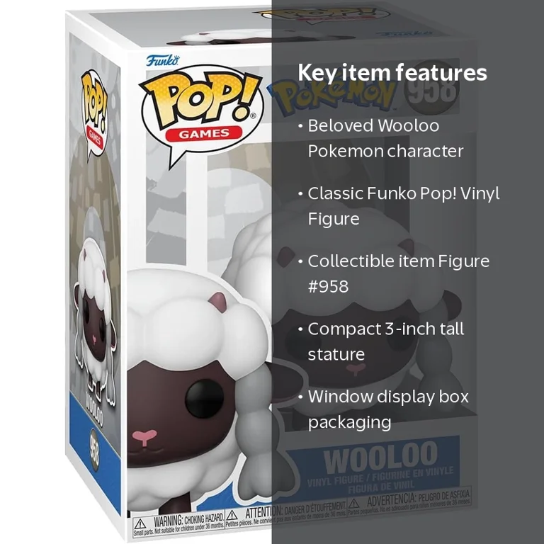 Funko, Pokemon Wooloo Funko Pop! Vinyl Figure, #958, 3-inch tall