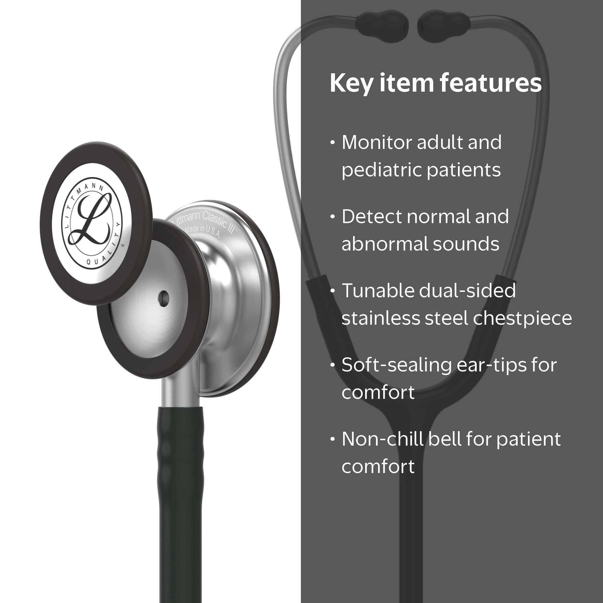 3M Littmann Classic III Monitoring Stethoscope, 5620, Stainless