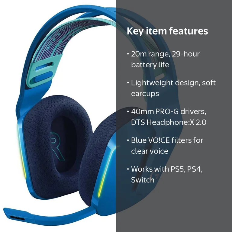 Logitech, G733 Lightspeed Wireless PC Gaming Headset, Blue