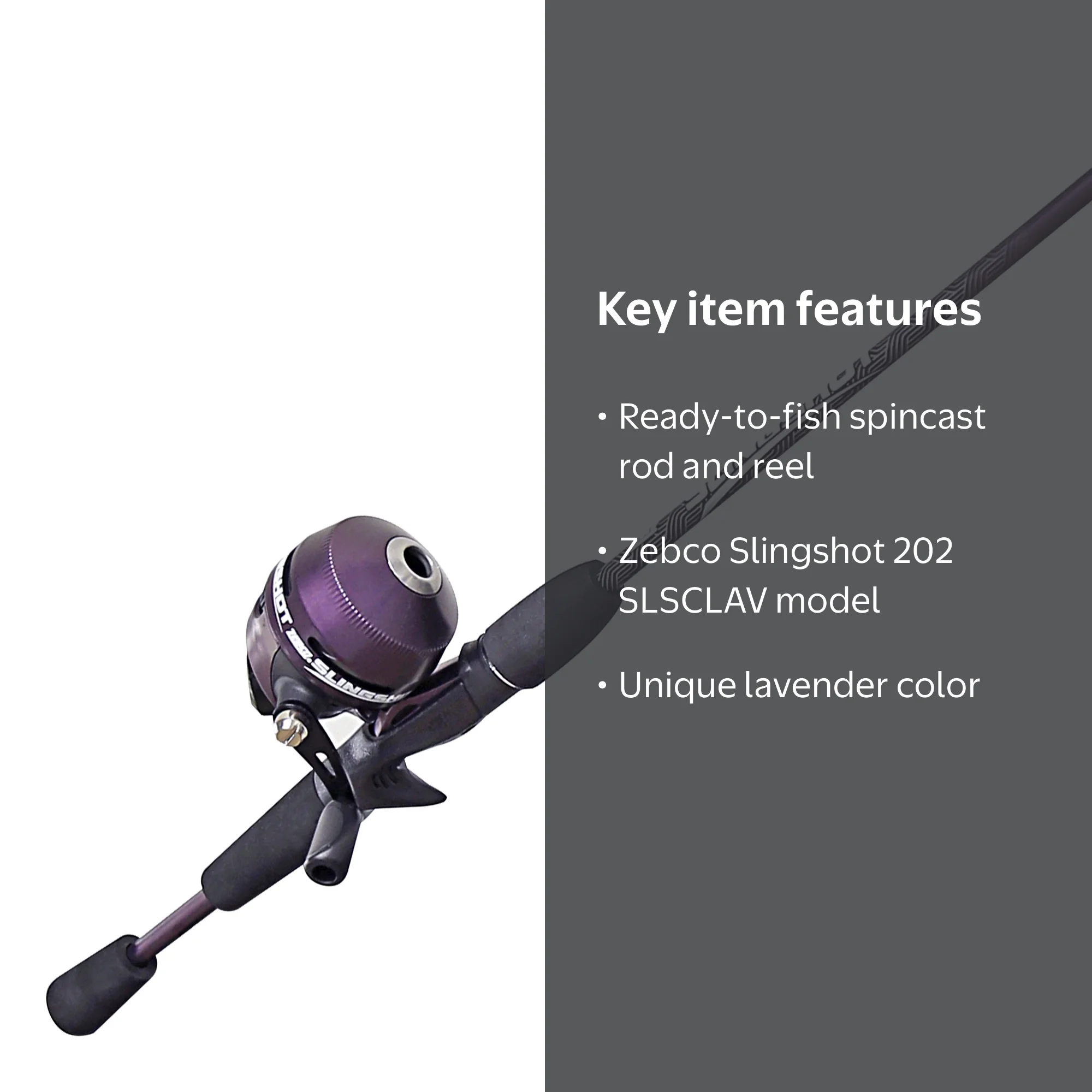 Zebco Slingshot SLSCLAV Spincast Rod & Reel - Lavender - 6ft