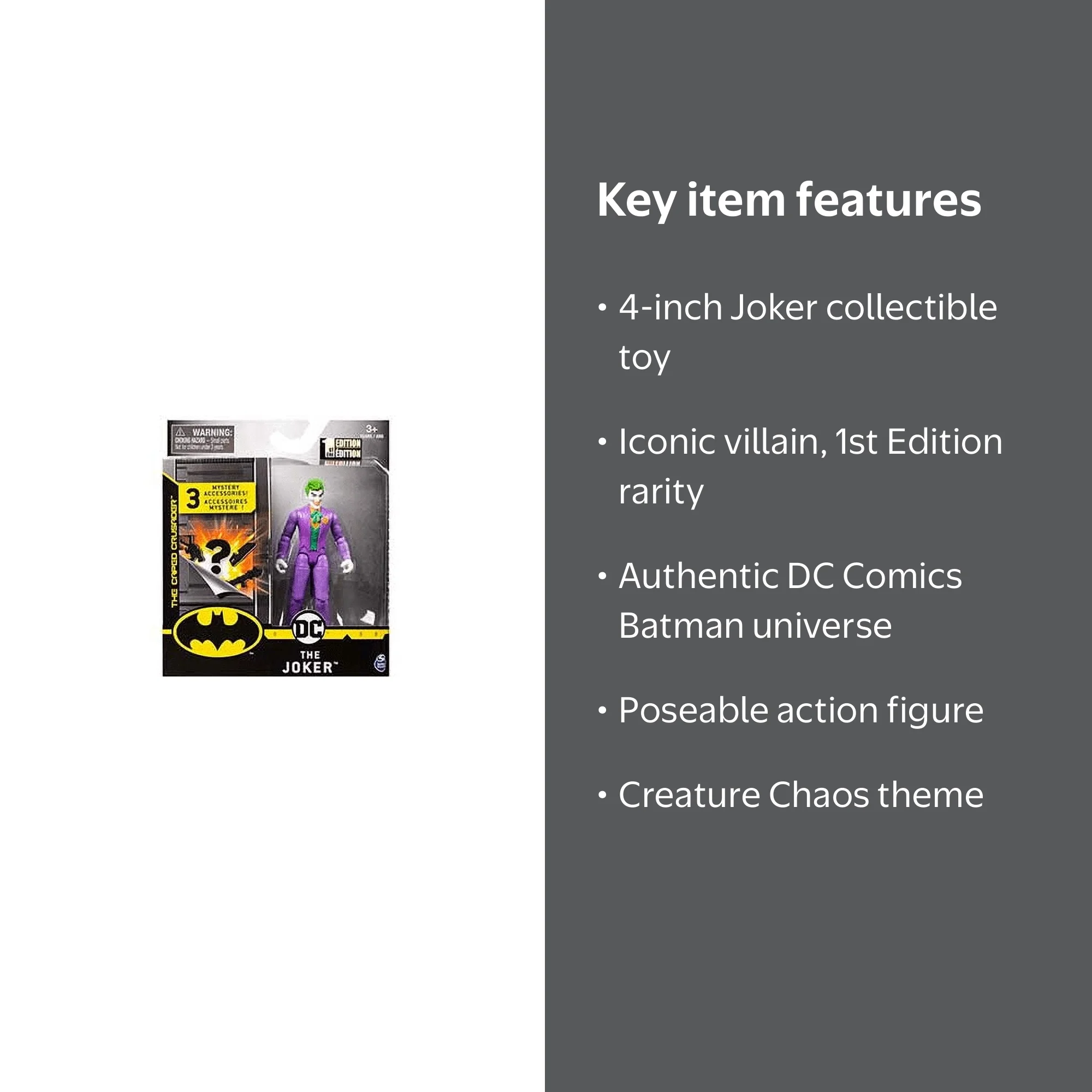 DC Batman 4-Inch The Joker Action Figure - 1st Edition - Creature