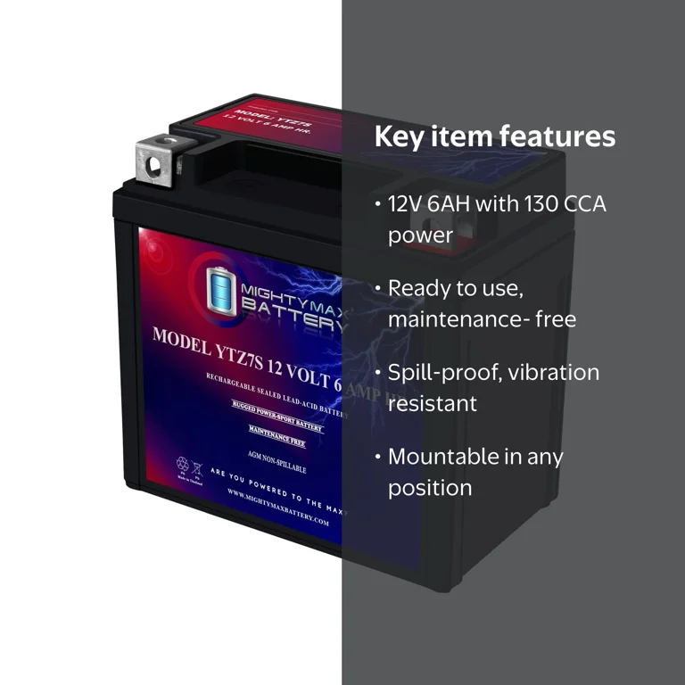 YTZ7S 12V 6AH Motorcycle & ATV Battery - Yuasa AGM High