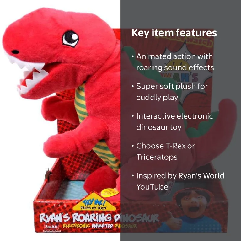 Ryan's World Ryan's Roaring Dinosaur Plush Figure (T-Rex
