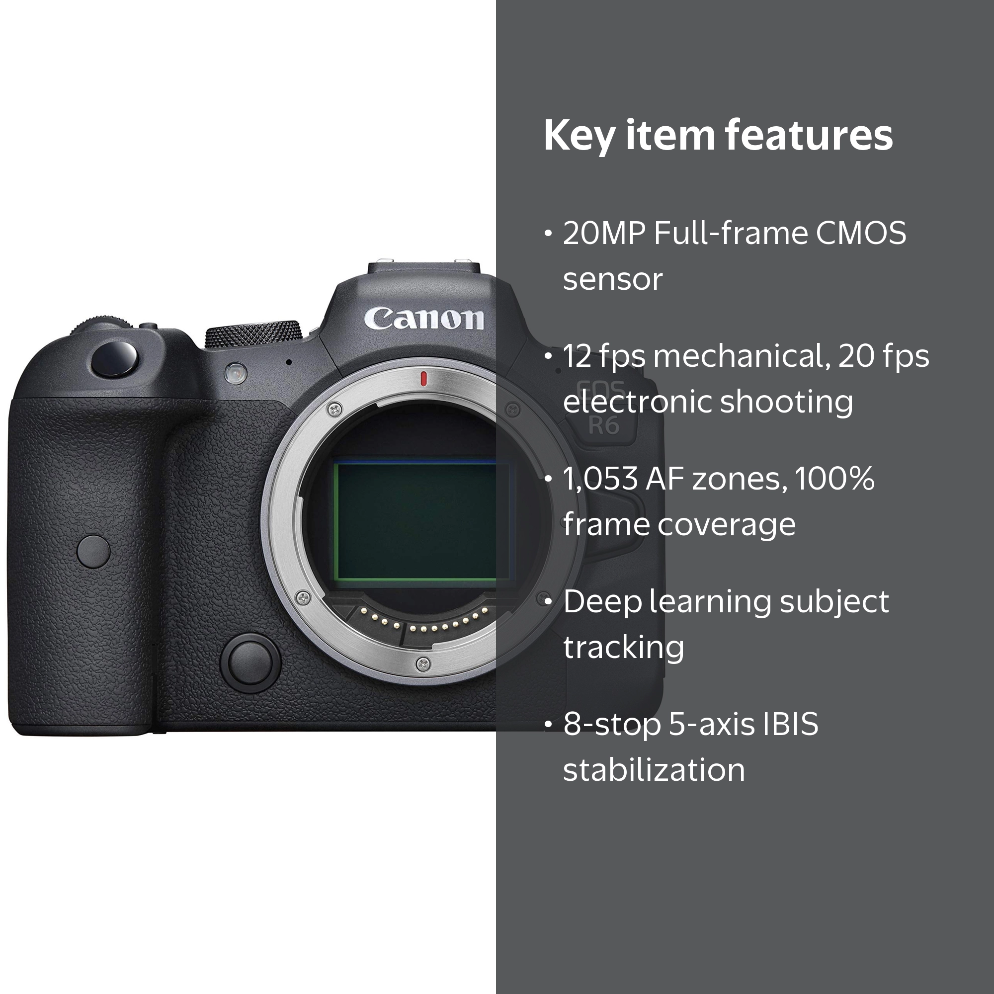 Canon EOS R6 Camera, 4K Video, Full-Frame CMOS, DIGIC X, Dual SD