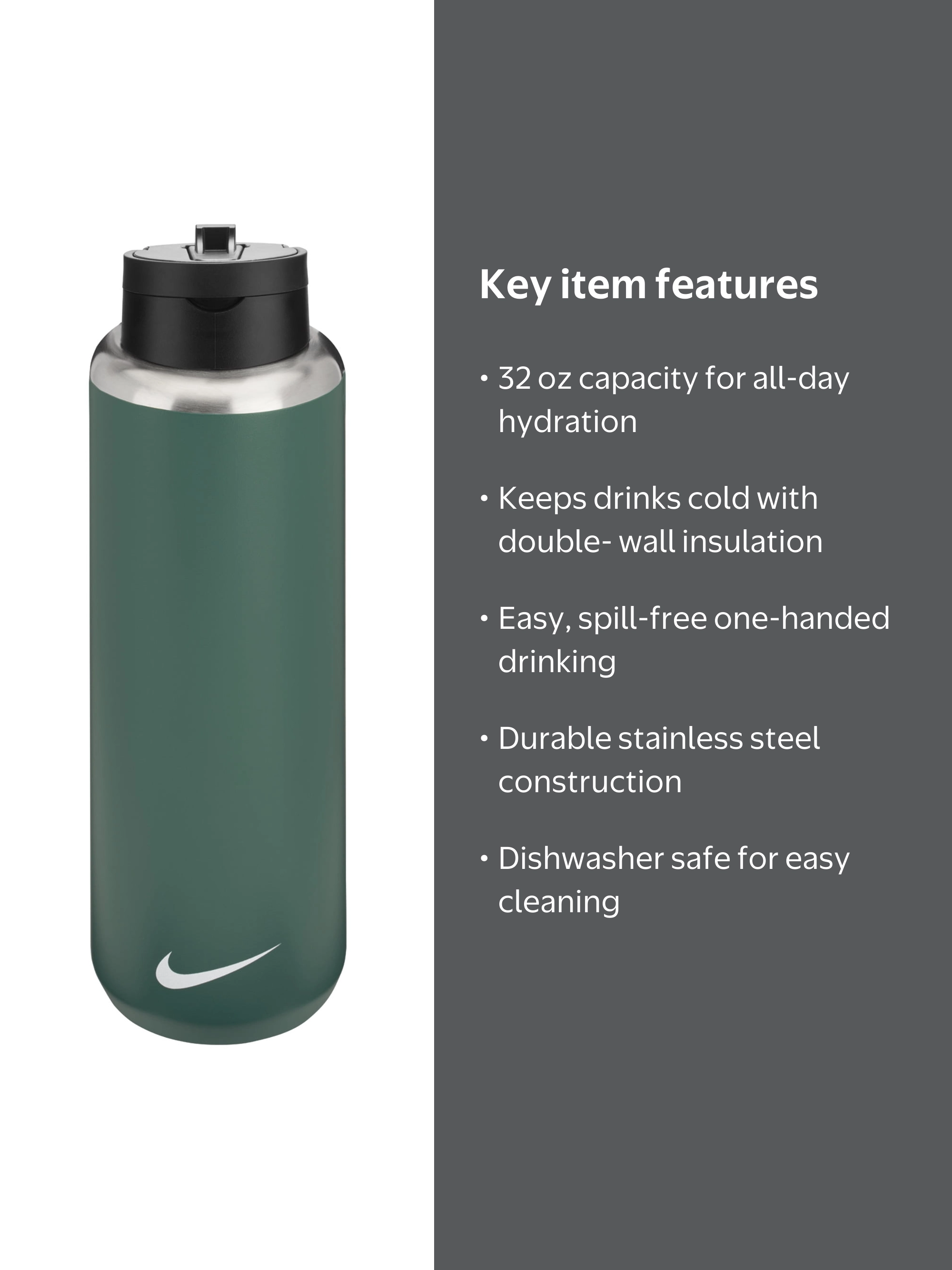 Nike, Stainless Steel Insulated RECHARGE STRAW BOTTLE, 32 OZ