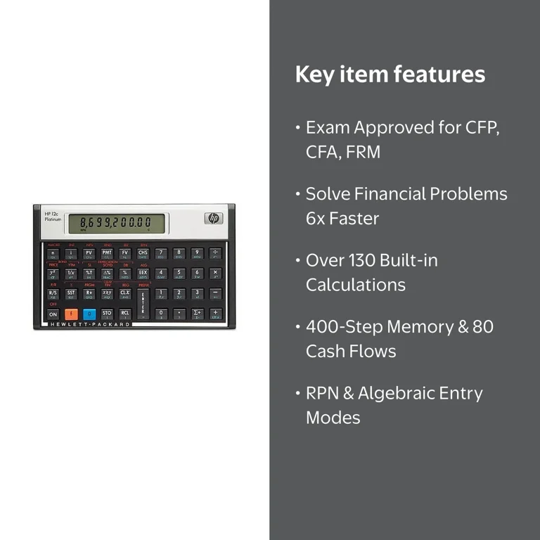 HP, 12c Platinum Financial Calculator, 10-Digit LCD, Black
