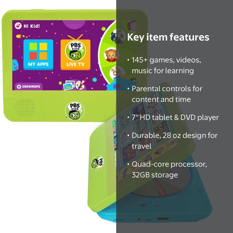 Core Innovations PBS Playtime Pad 7″ Kid Safe Tablet, DVD Player