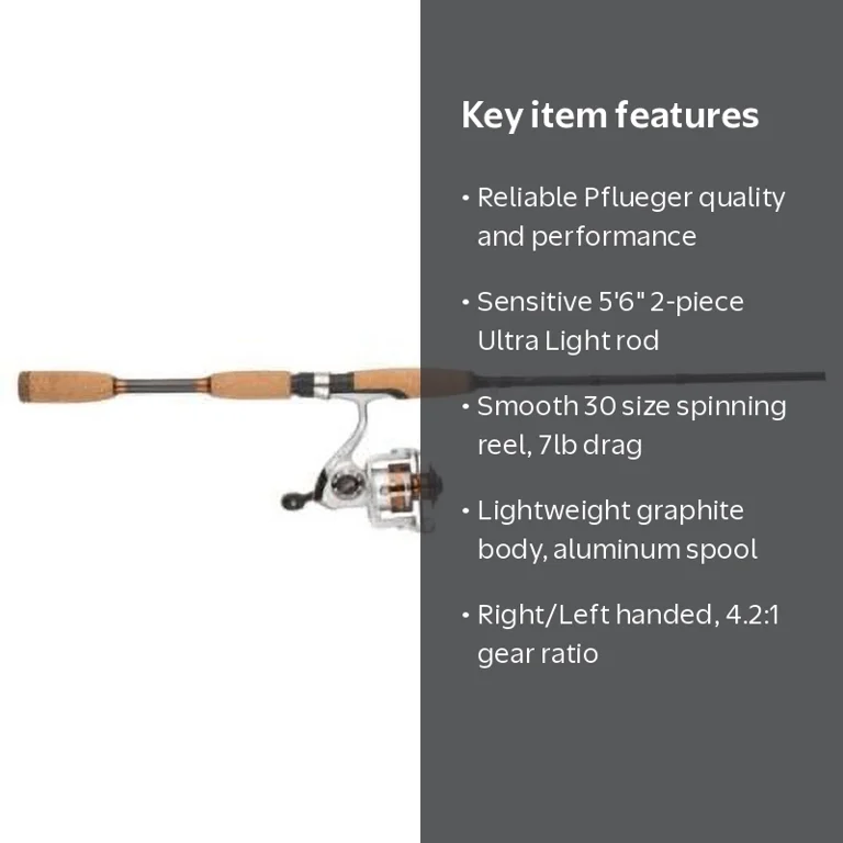 best light 5 6 fishing pole under 35 dollars 5'6" Action Spinning Rod and Reel Package, 2 Piece Fiberglass/Graphite Spinning Rod |2000 Spinning Reel GREAT LOOKING SPINNING ROD Pflueger, Spinning Combo, 5'6" Ultra
