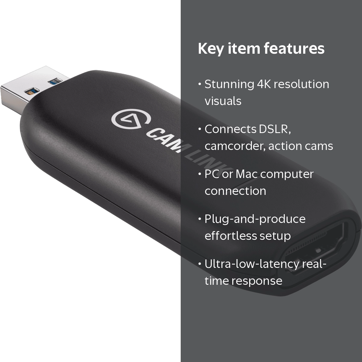 Elgato Cam Link 4K - HDMI to USB 3.0, Live Broadcast & Record in