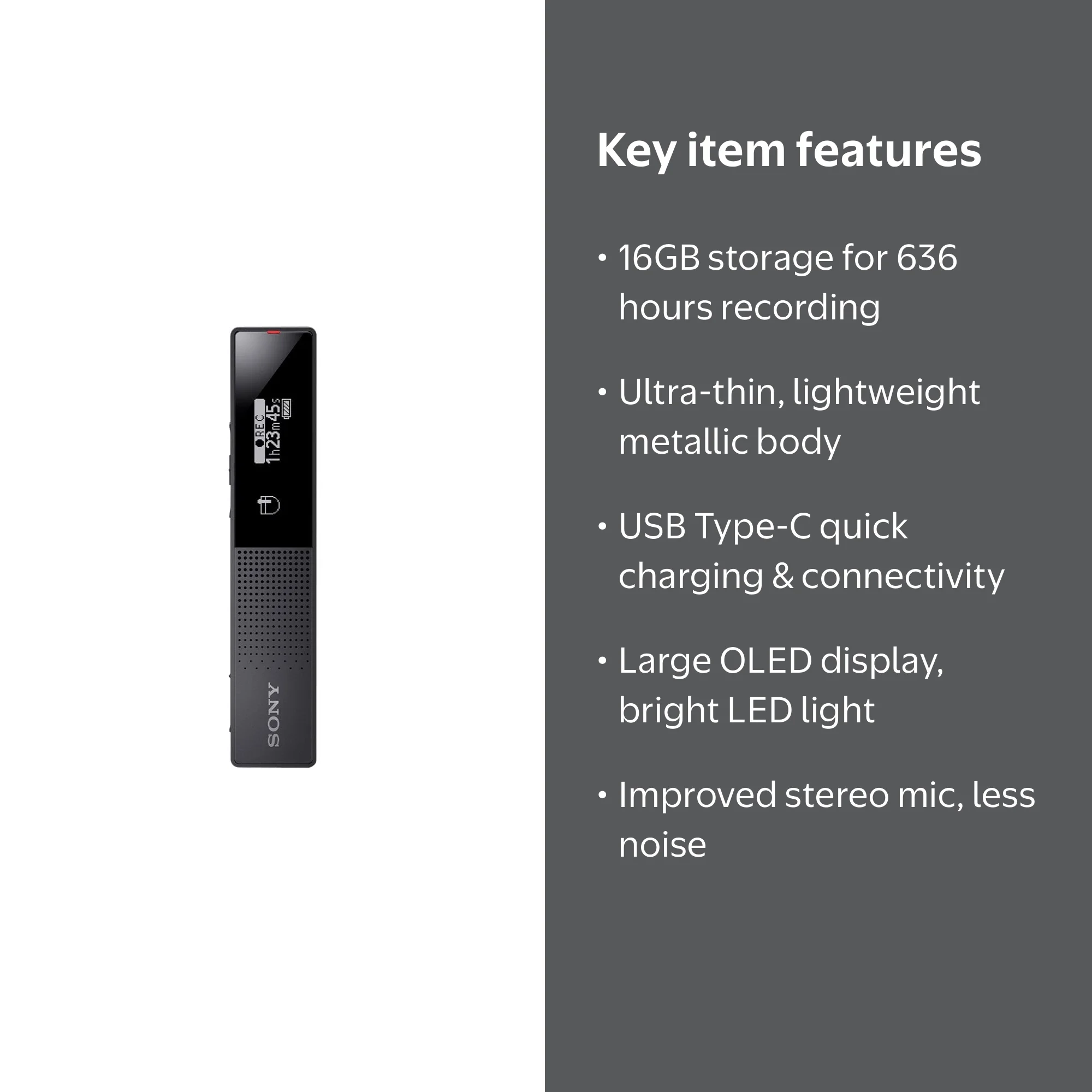 Sony ICD-TX660 Handheld Audio Memo Recorder w/ 16GB Built-In