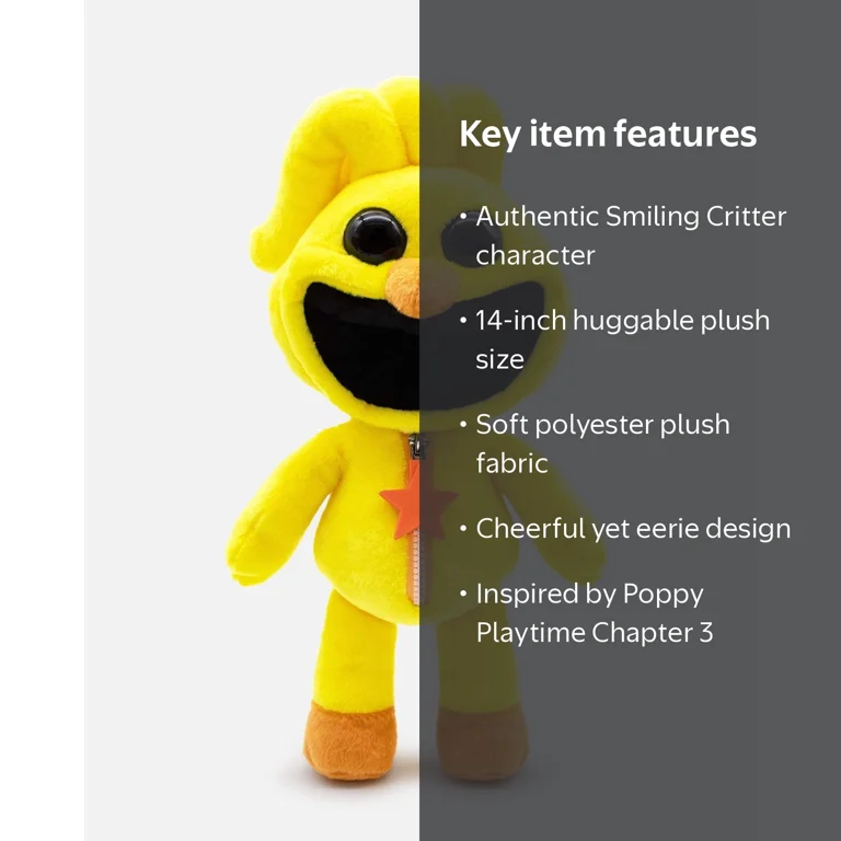 Poppy Playtime, Toy Plush Doll, 14 inch, Smiling Critter Yellow