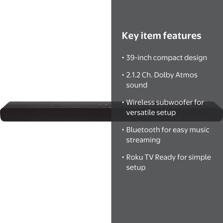 TCL, Alto 8 Plus Sound Bar, TS8212, 39-inch Black Dolby Atmos