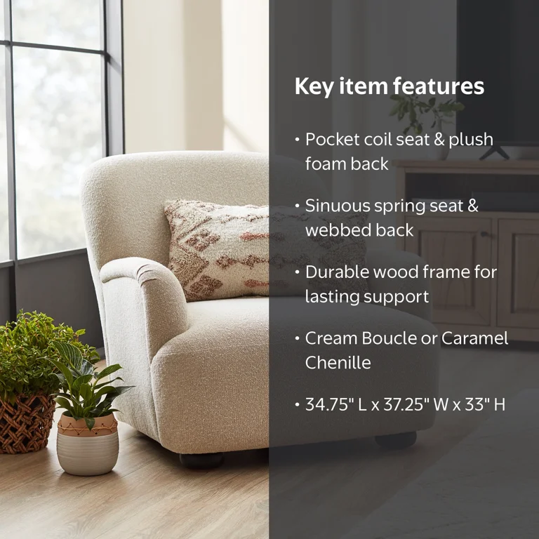 Better Homes & Gardens Waylen Accent Chair, Cream Boucle - Walmart.com