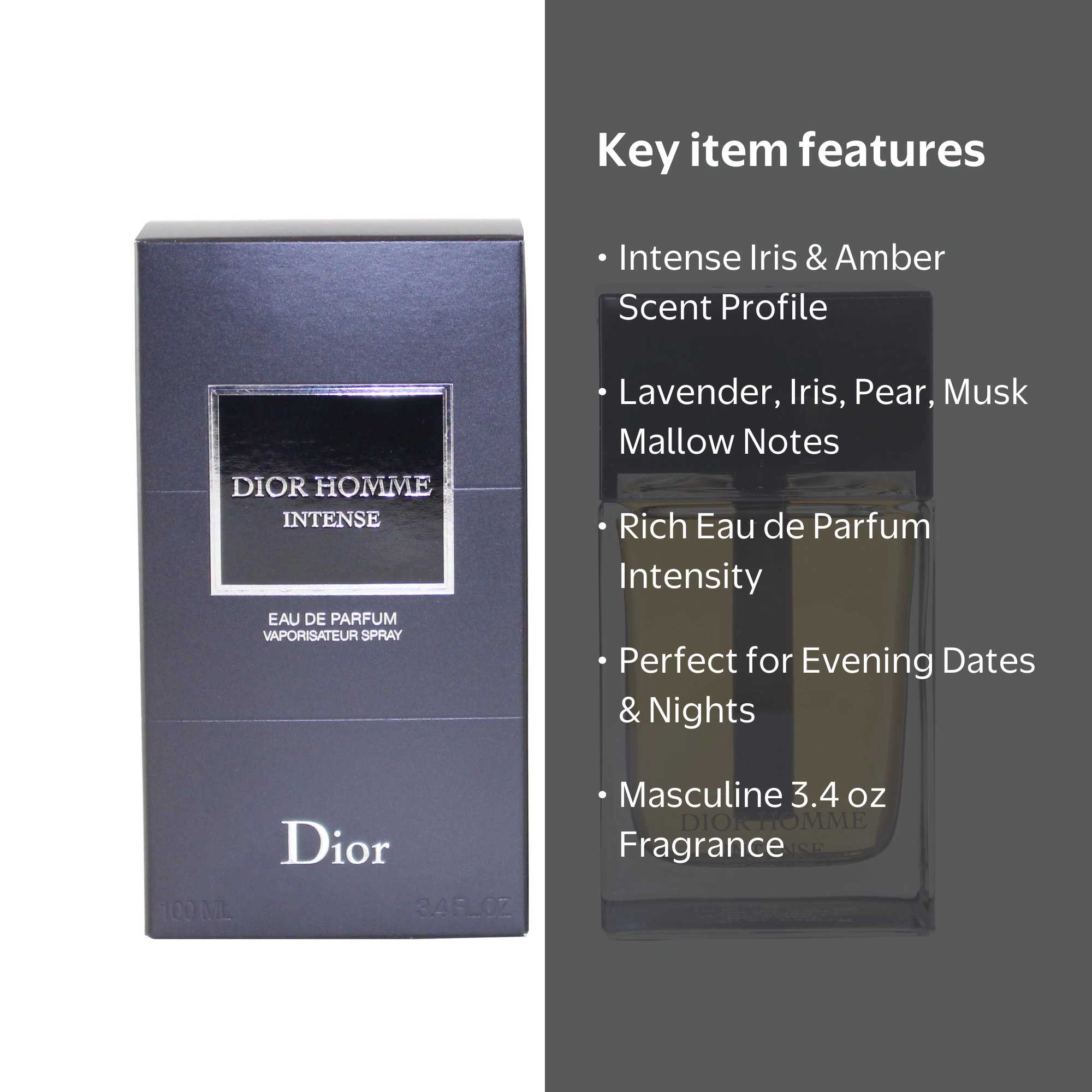 Christian Dior Homme Intense Eau de Parfum Spray for Men, 3.4 oz